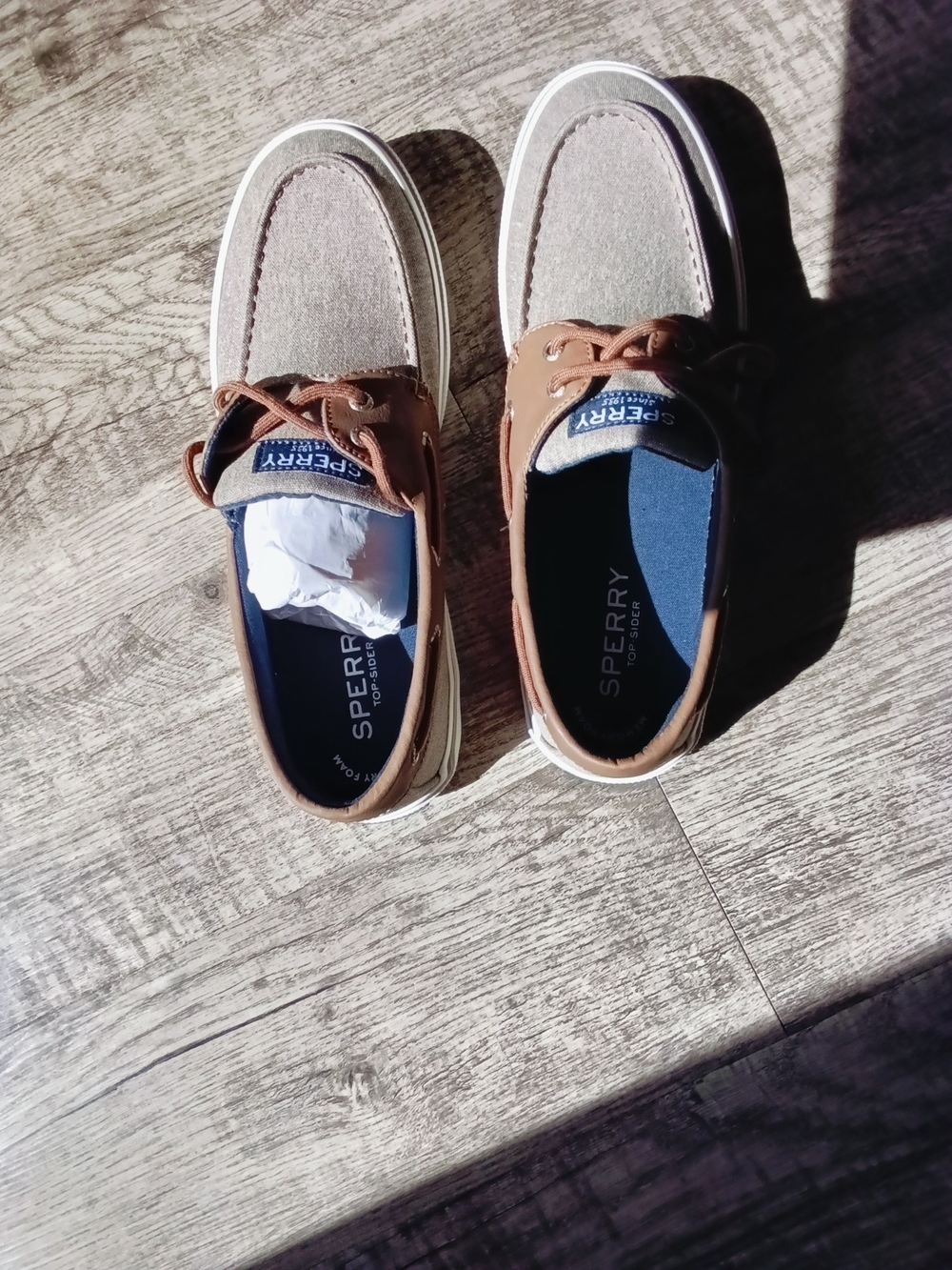 Sperry Men's Tan and Blue Two-Tone Boat Shoes